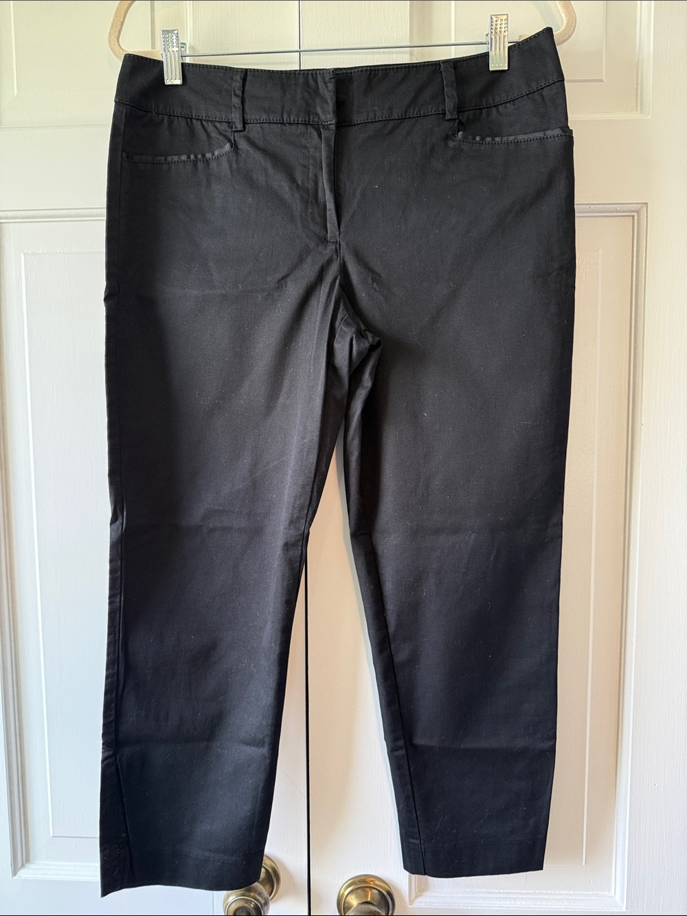 NY & CO Classic Black Stretch Cotton Cropped Ankle Capri Pants Size 8 Capsule